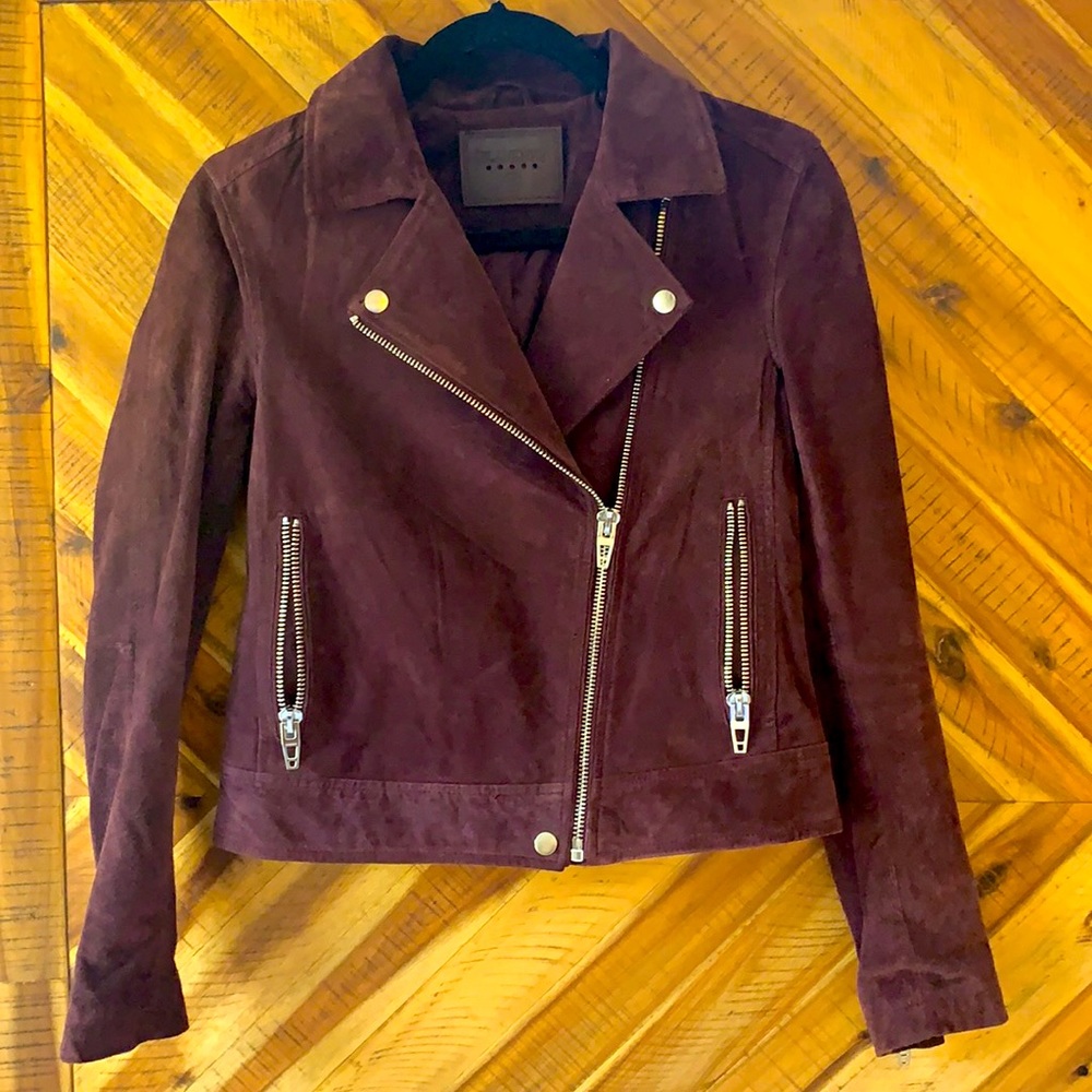 BLANKNYC Suede Moto Jacket in Burgundy